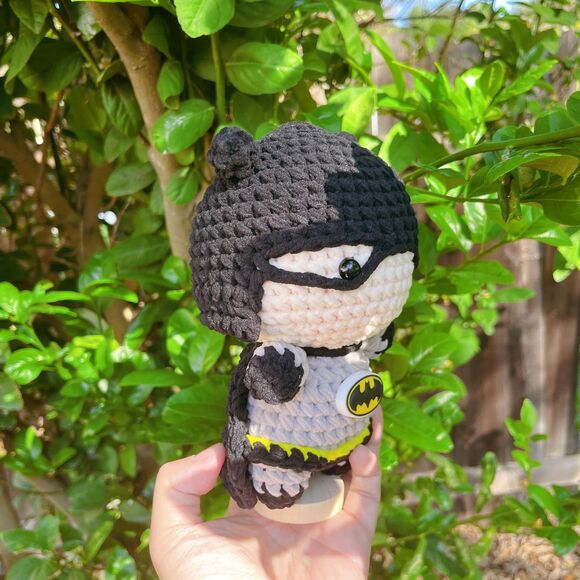 Batman Crochet Doll | Handmade Amigurumi Superhero Plush | Cute Batman Toy - Picture 8 of 11